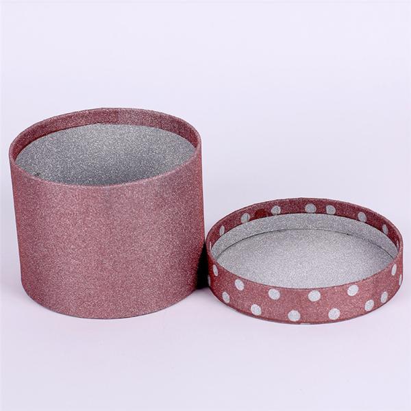 Round Pink Paper Tea Box Glitter , Cardboard Tube Boxes Full Color Printing