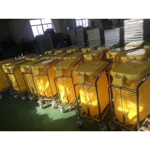 Chariot médical d'urgence en acier peint par poudrage avec deux sacs en toile