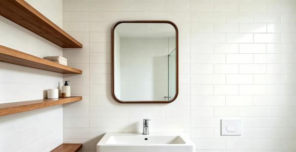 Kingstin Vintage Solid Wood Framed Bathroom Mirror Bathroom Mirror for Wabi-Sabi Retro