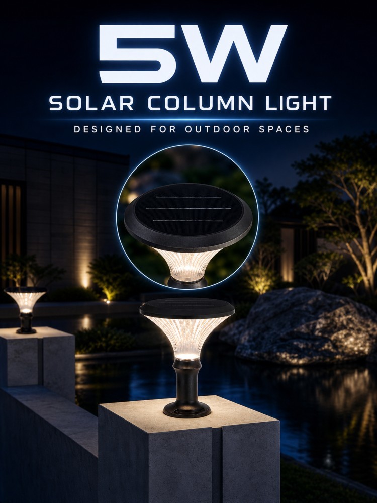 3000K 4000K 6000K 5W Solar Post Top Lights 2835 OSRAM LED For Landscape Lighting