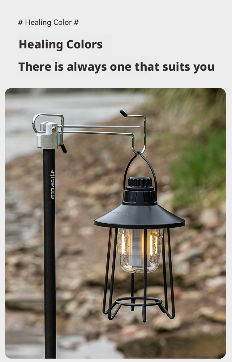 Retro Design Outdoor Camping Lantern Usb Rechargeable Camping Light With Hook