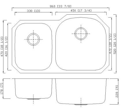 Large Double Bowl Kitchen Sink No Drainer 304 Stainless Steel Material