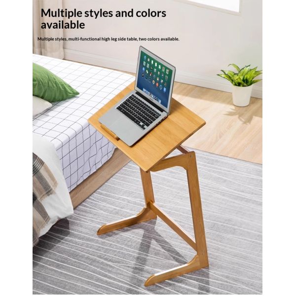 Foldable Bamboo Computer Desk Home Coffee Breakfast Computer Table Multifunction Adjustable Corner Desk for Living Room Bedroom