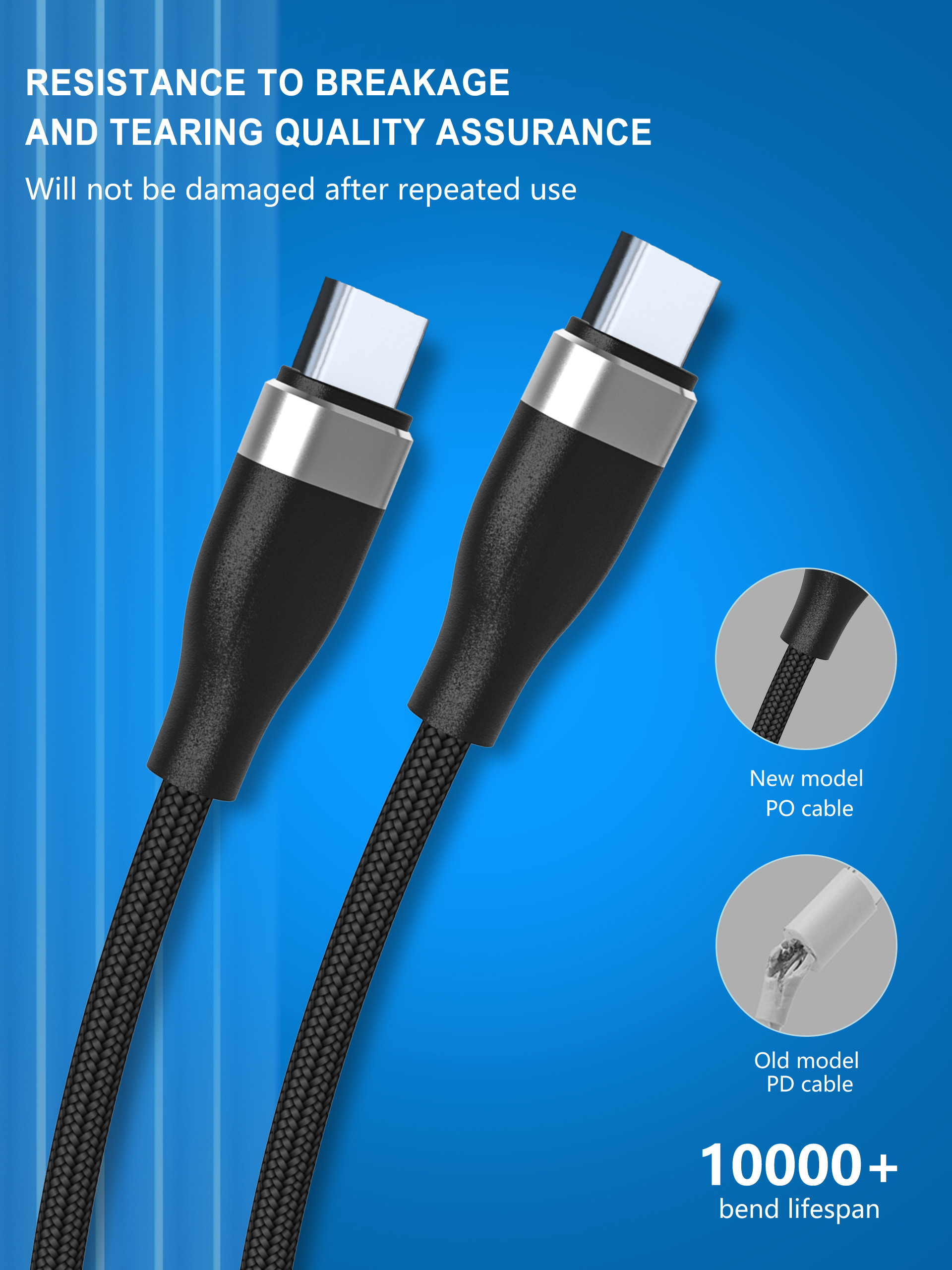 Заряжатель нейлона быстрый кабель Usb в 3 ноги c, тип c USB 5V 3A для того чтобы напечатать кабель c