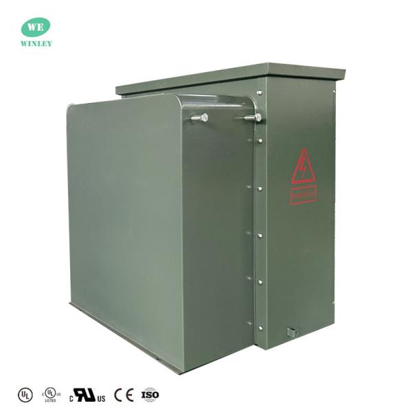 Transformateur à plateau montré à une seule phase de 15kva 200Hz 2400V alimentation en boucle CSA ANSI IEEE Transformateur de distribution rempli de liquide standard
