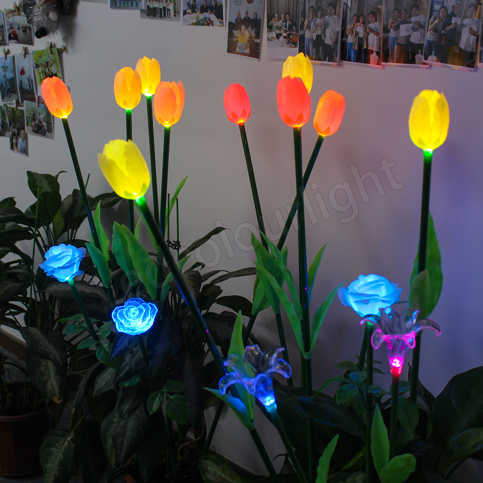Silicone LED Flower Stake Light DMX512 RGB Tulip Lily Rose Outdoor Garden Lamp