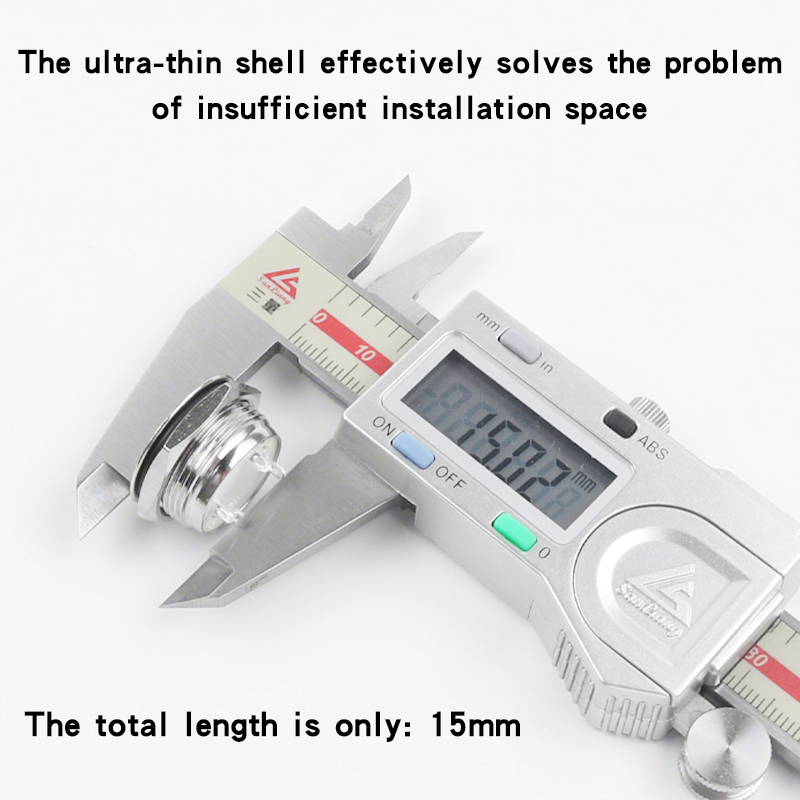 19mm IP67 Waterproof Aluminum 1NO Push Button Switch LED Light (2/3-Color) Silver/Black Shell 1A Max Current 24V Max Voltage