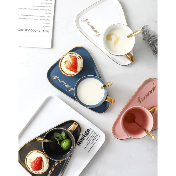 14*20*8cm Savall Black Porcelain Cup And Saucer Set Cafes Coffee Shops