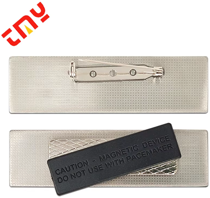 Custom Staff Employee Metal  ID Name Tag Badge With Laser Engraving And Magnetic Holder