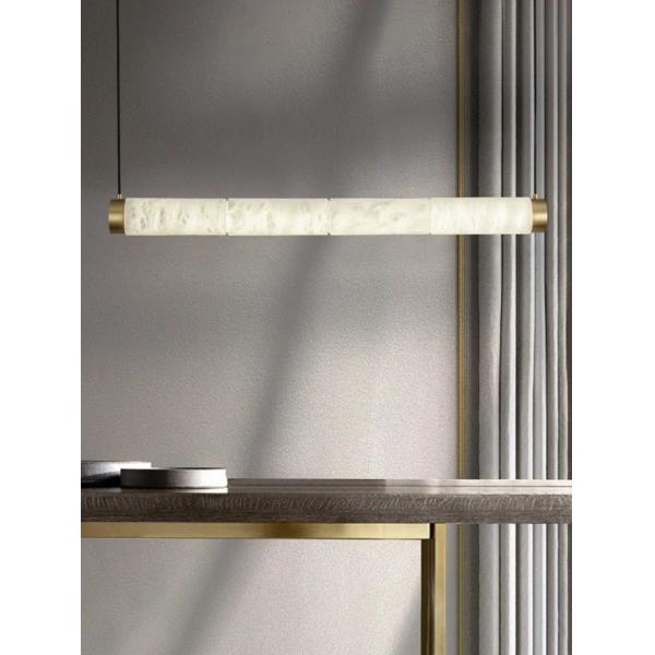 Современный минималистский дизайнер творческий длинный цилиндр натуральный алабастр висячие огни роскошные светодиодные рестораны бар декорация алабастровые огни