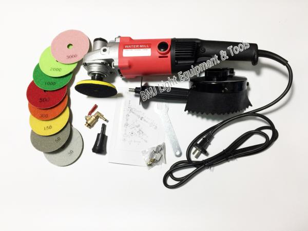 220v 1400W M14 4 electric stone wet polisher variable speed hand grinder water mill with 8 units 4 wet polishing pad