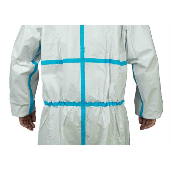 Coverall MP больницы EN14126 Type4/5/6 устранимый химический с голубой лентой