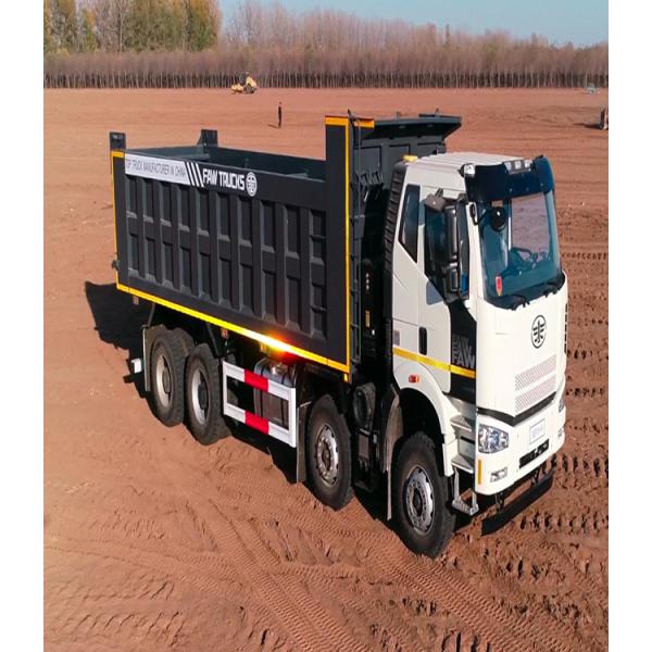 8x4 12 Wheeler 60 Ton Heavy Duty Dump Truck FAW J6P Model LHD Earthmoving With Reinforced Leaf Spring Suspension