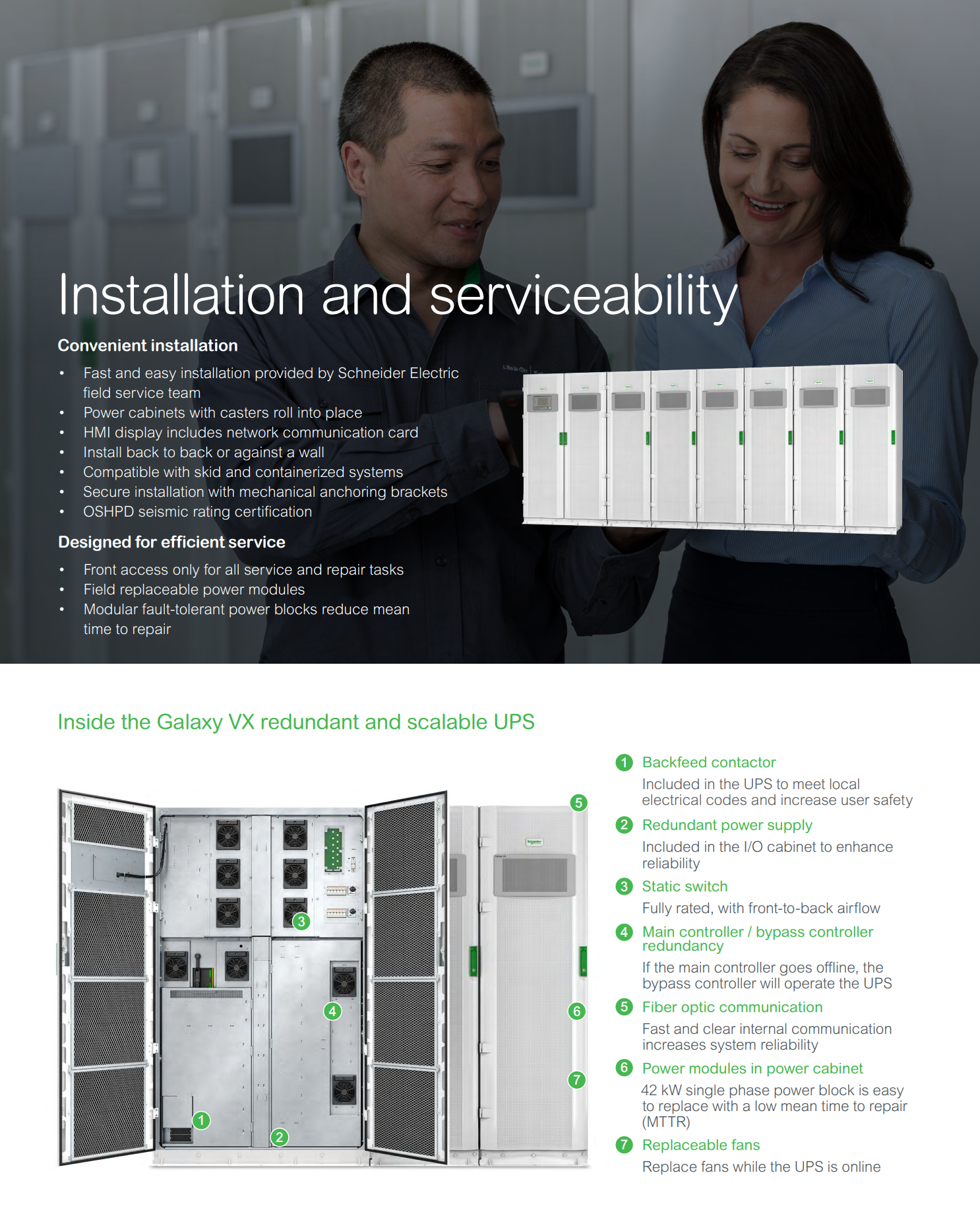 3 фазы Galaxy VX UPS 500 кВА 500 кВт 400 В для больших центров обработки данных
