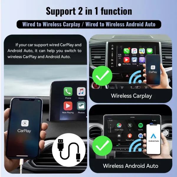 Auto Wired To Wireless Carplay Box Android 2 In 1 Car Carplay