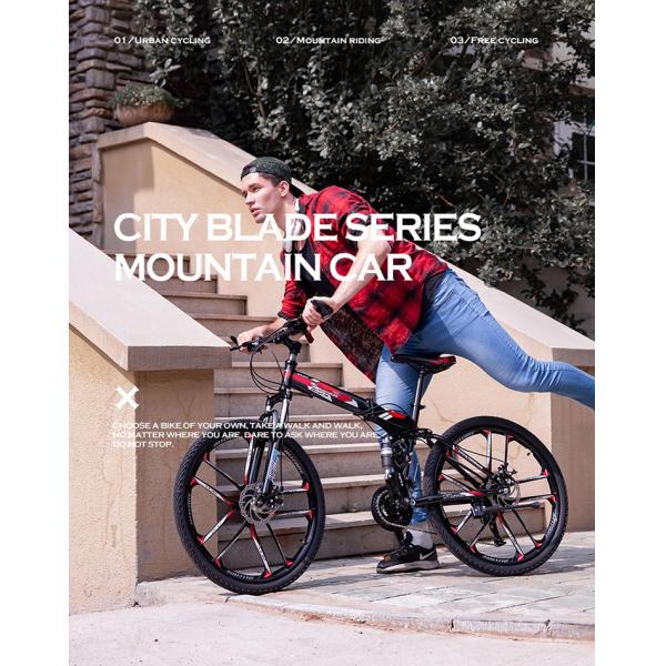 Noir Rouge/Blanc Bleu/Noir Argent/Blanc Vert Vélo de montagne pliable Pleine suspension 24/26/29 pouces Vélo en acier au carbone