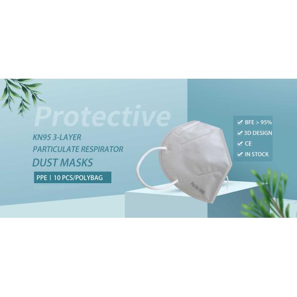 Kn95 Earloop 3 Ply Face Mask White Non Woven Fabrics Meltblown