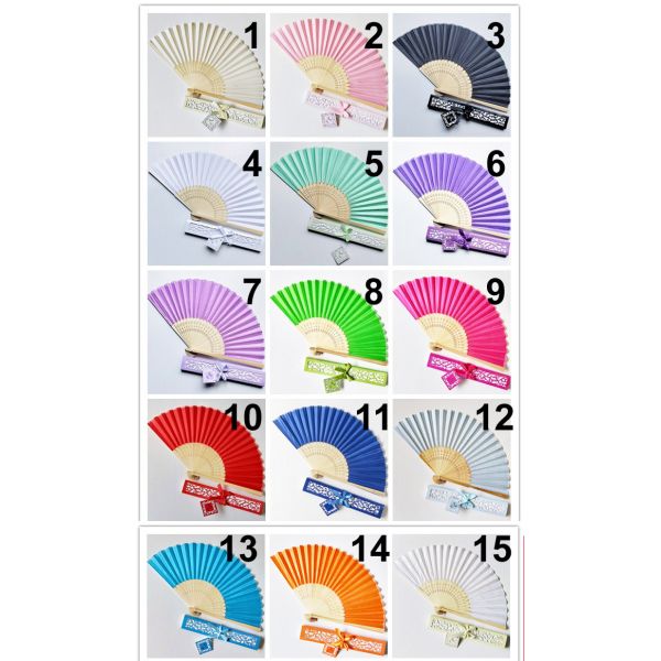 [I AM YOUR FANS] Natural Wood Silk Hand Fan for Wedding Favors & Party Gifts