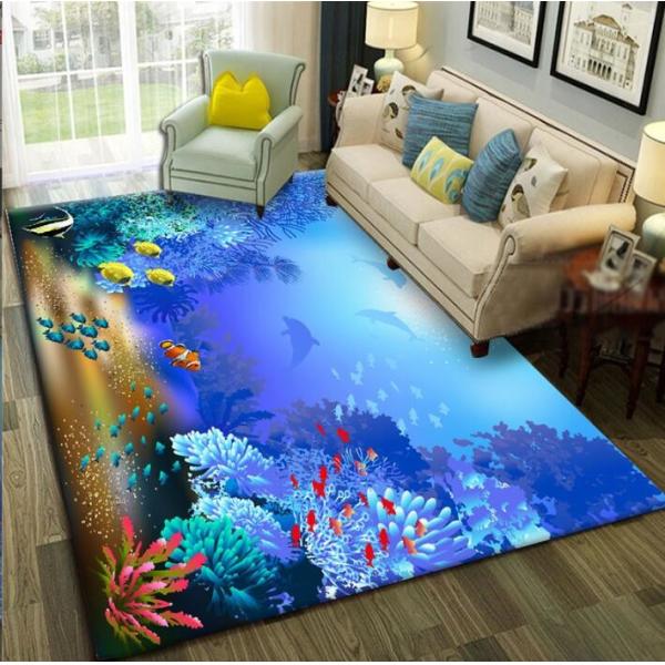 3D Printing Sea World Blending Crystal Velvet Living Room Floor Carpets 120*160cm