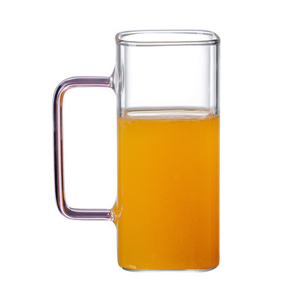 Customized Heated Resistant Borosilicate Glass Cup Mug With Colored Handle