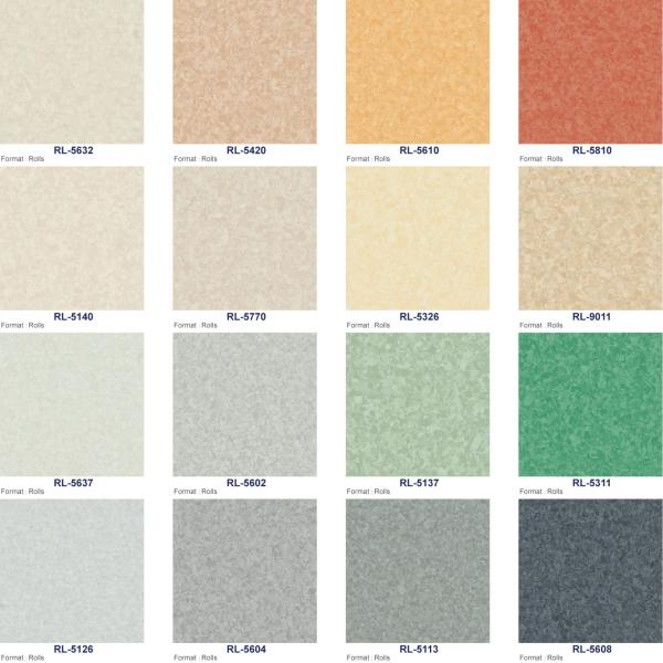 Non Directional Homogeneous Flooring 2.0mm-3.0mm Linoleum Vinyl Sheet Flooring