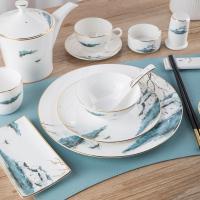 Ensemble en céramique de plat de boîte-cadeau, ensemble rond de vaisselle de porcelaine d'ensemble de Dishware