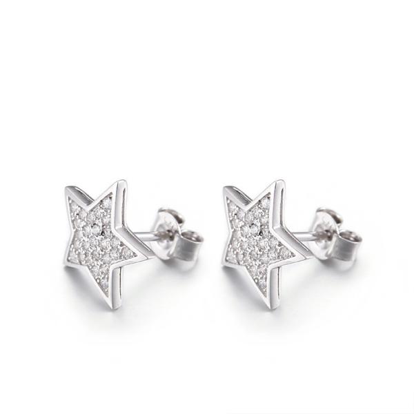 Серьги пентаграммы серег 1.37g стержня звезды Zirconia пар кубические стерлинговые серебряные