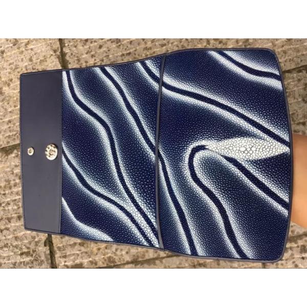 Authentic Stingray Skin Female Long Trifold Wallet Coin Case Genuine Leather Women Large Red Clutch Purse Lady Money Bag