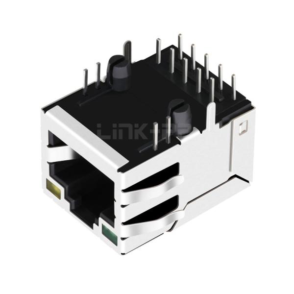LPJ16668AENL Jack RJ45 de porta única com 10/100 Base-T Magnéticos integrados para PoE + Aplicação Tab UP Verde / Amarelo LED