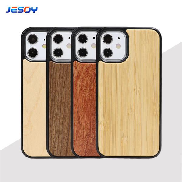 TPU Shockproof Mobile Phone Cover Natural Walnut Wood Cell Phone Covers Scratch Resistant