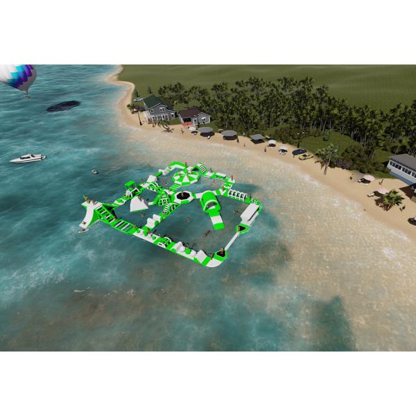 Подгонянное аквапарк зеленой раздувной полосы препятствий комбинированное