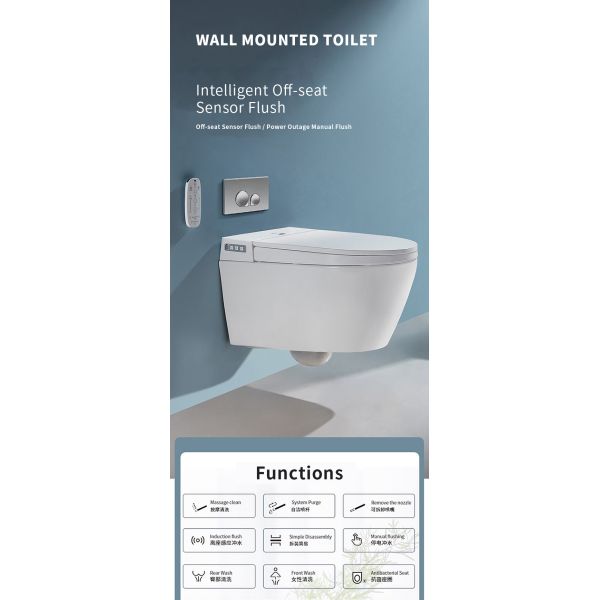 ARROW One Piece Wall-Mounted Smart Toilet with P-Trap and Intelligent Bidet Features