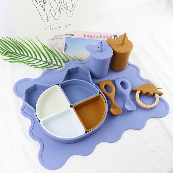Produto comestível macio do copo das crianças do silicone da prova do escape com o OEM da palha da tampa