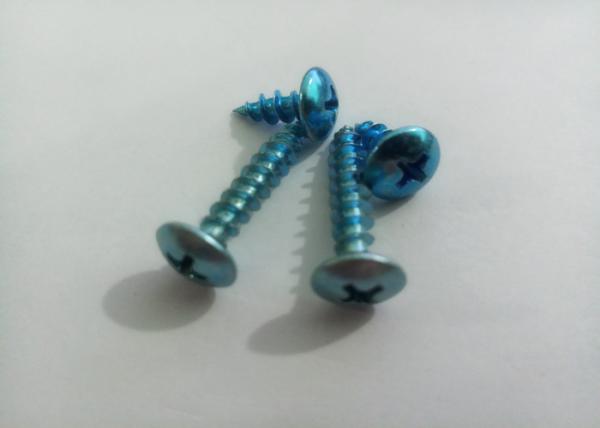 Blue Zinc Truss Head Screw , Pan Head Screw With Hardness Treament Cross Socket