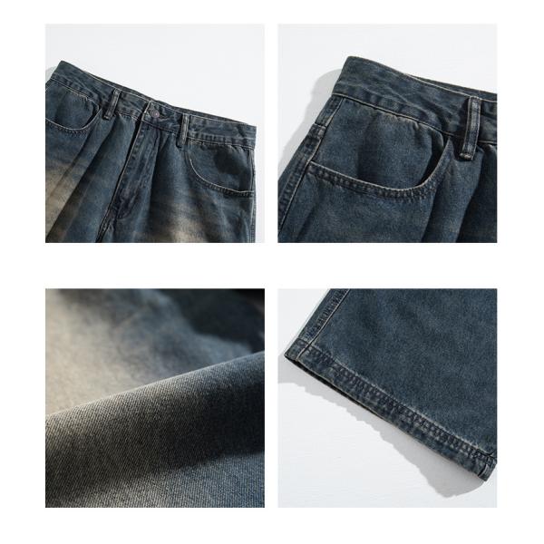 Support 7 Days Sample Order Lead Time 2023 Vintage Distressed Wide-Leg Mop Jeans for Men