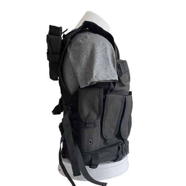 Veste noire de protection confortable avec plusieurs poches pour le corps et le tissu de l'équipement