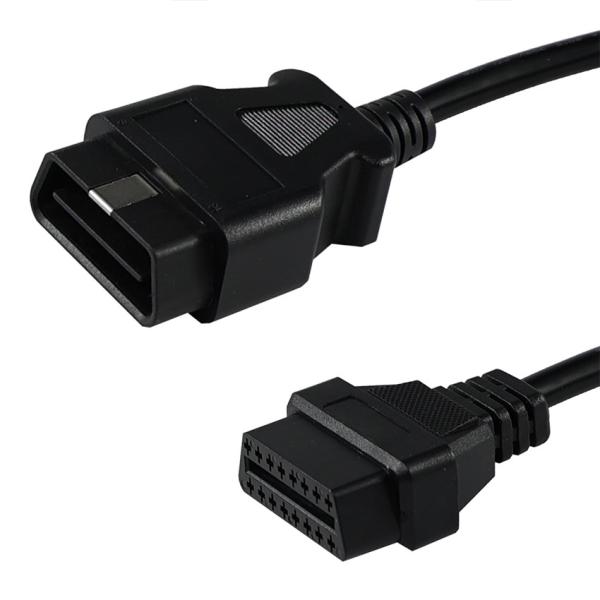 OBD-II Male to Female Extension Cable with 16-Pin Connectors for Car Diagnostic Scanner GPS Tracker Installation