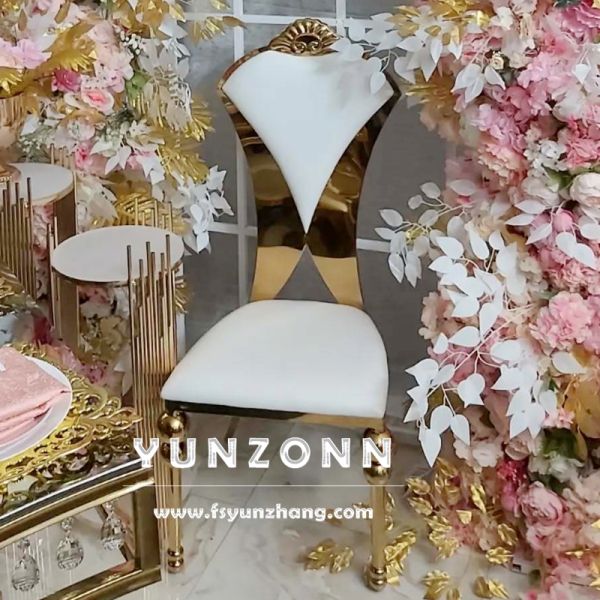 Foshan Modern White Chivalry Novel Wedding Chair Stainless Steel Banquet Hotel Furniture