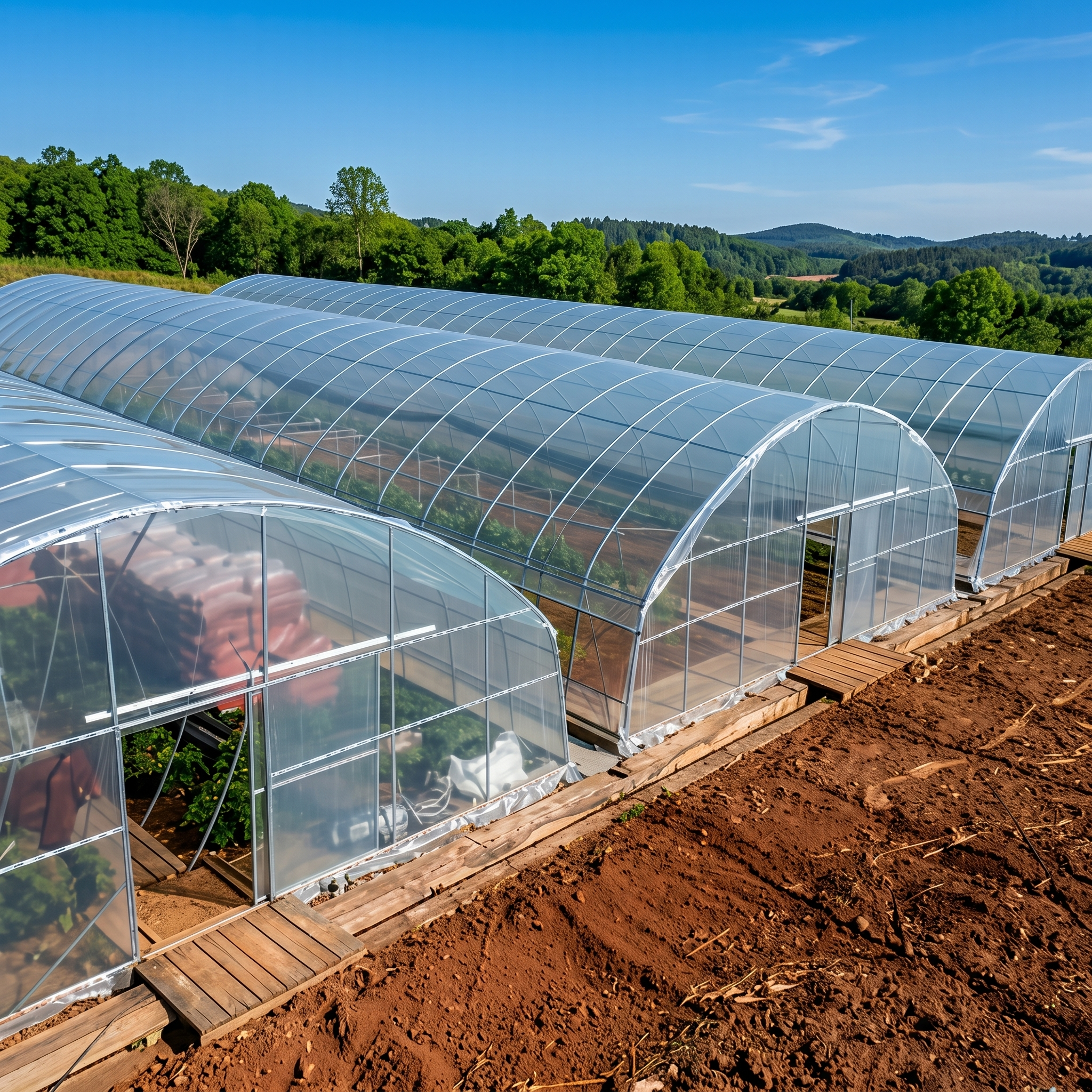 Single‑Span Round‑Arch Polyethylene Agricultural Tunnel Greenhouse, Specially Designed for Solar Light Utilization & Heat Preservation, Suitable for Protected Cultivation.