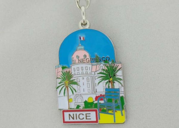 Negresco Promotional Keychain with Nickel Plating , Custom Metal Parts Keyring
