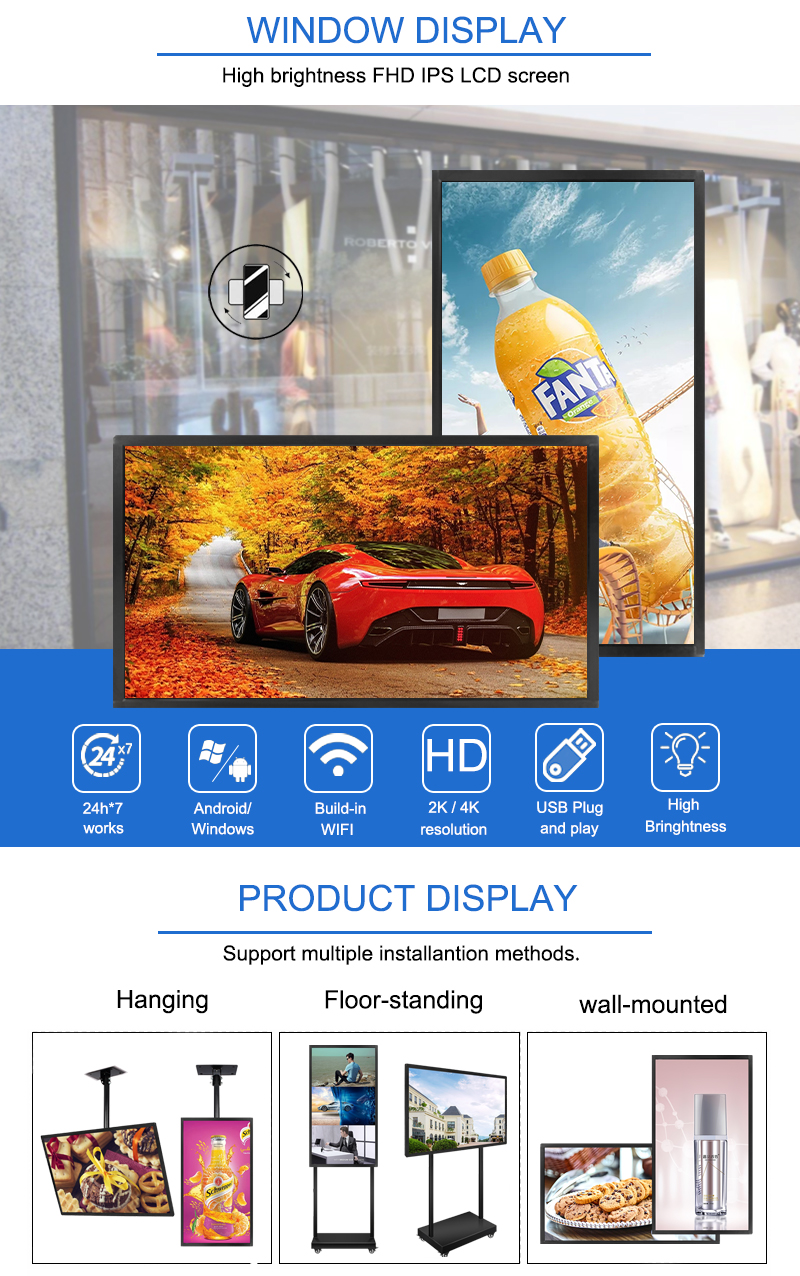 дисплей LCD высокой яркости Nits 1920x1080 1500, LCD рекламируя оборудование