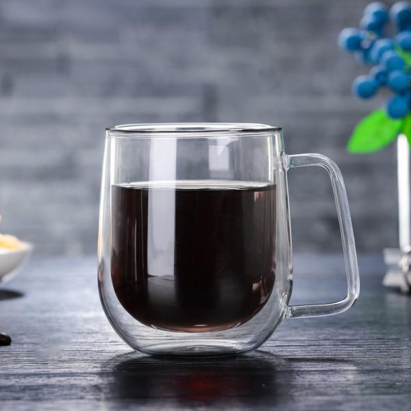 Copo de vidro da parede alta do dobro do Borosilicate para o café bebendo Eco amigável
