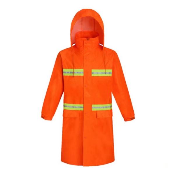 Safety High Visibility Raincoat One Piece PU Coating Reflective Rain Wear