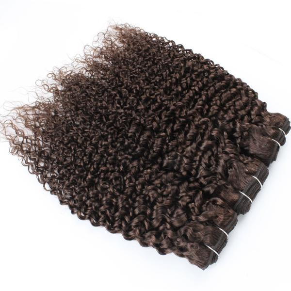 #2 Dark Brown Kinky Curly Remy Human Hair Bundles Sew In Weave Bundles Brazilian Bundle Deals