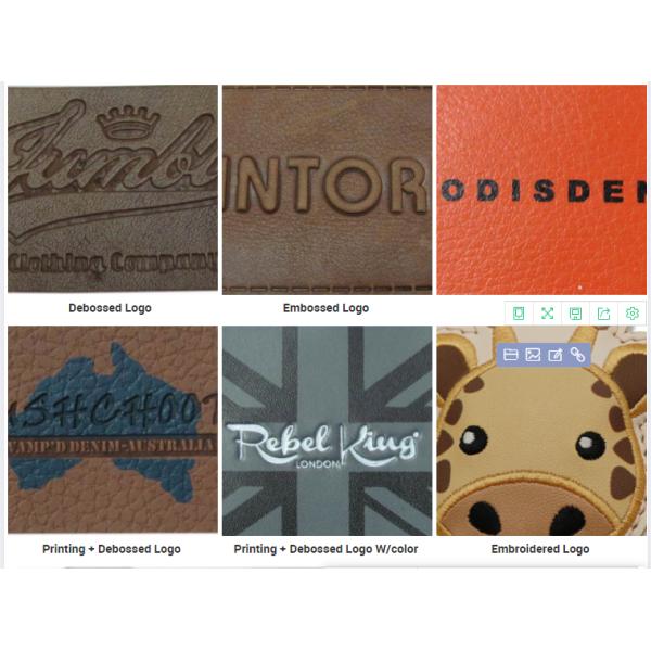 Embossed Jeans Custom Leather Labels Hot Stamped Pantone Velcro For Clothing