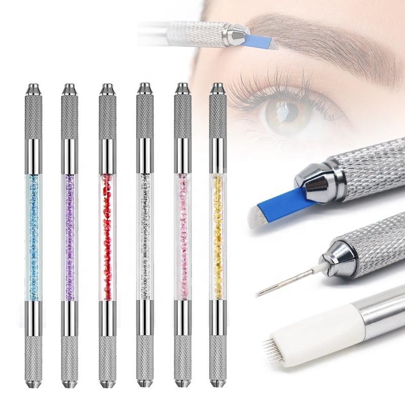 Макияж брови Microblading кристаллической ручки татуировки Microblading двойной возглавленный постоянный