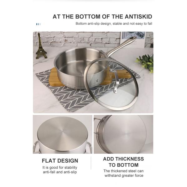 1.65kg Cookware Set Kitchen Pots and Pans Stainless Steel Cook Wear with Glass Cover