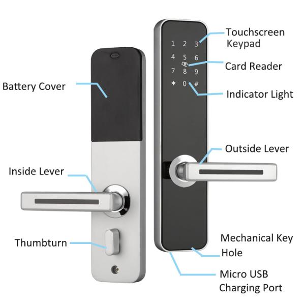 Ligação de alumínio NFC Card Keypad Fechadura de porta para casa Apartamento Edifício de hotel