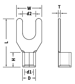 UT серия Y/U Крип-кабель Lug Fork Spade Terminals Холодно прессованные Крип-соединители кабеля