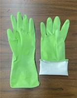 Verde de borracha das luvas da lavagem do prato da cozinha de Flocklined M 45g do pulverizador